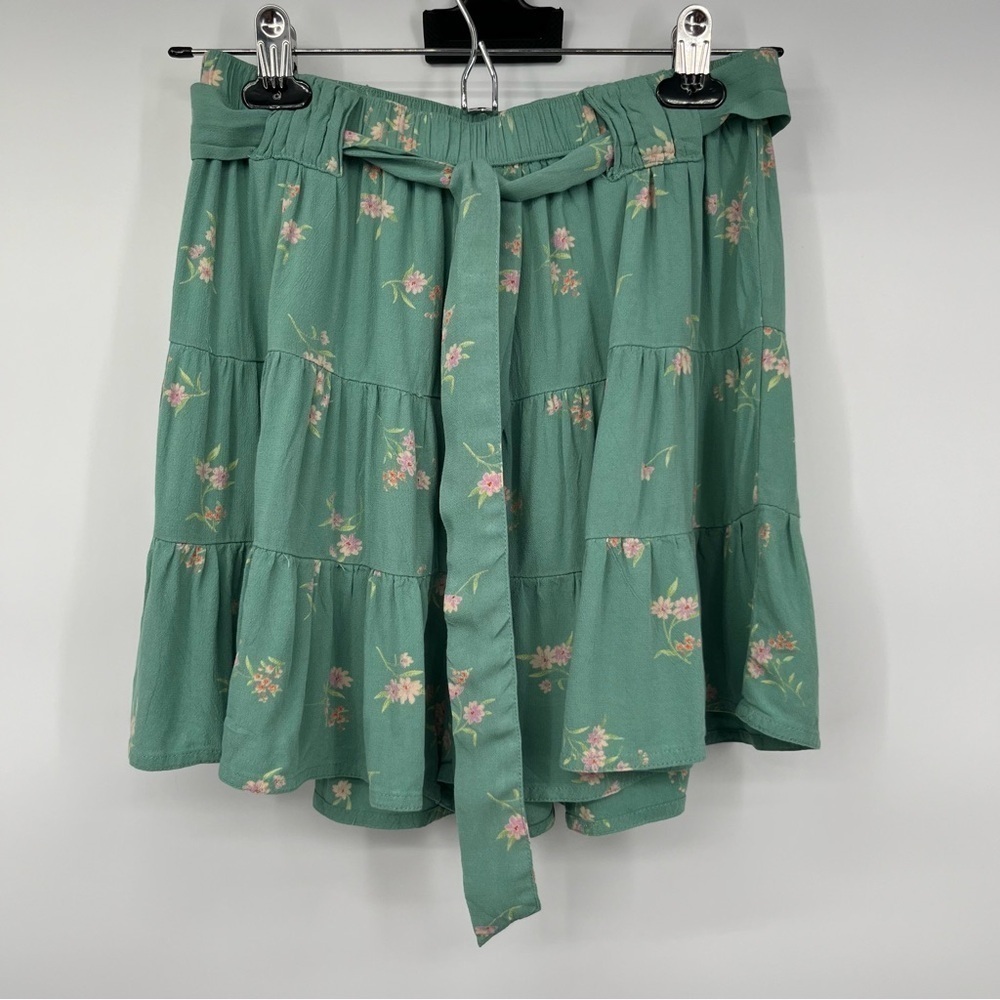 AE Green Floral Flutter Ruffle Shorts Women’s XS Prairie Boho Fairycore Earthy